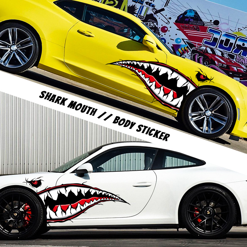 Shark Mouth Sticker Car Personality Creative Sticker Sticker Great White Shark Body Color Sticker Car Door Side Door Sticker
