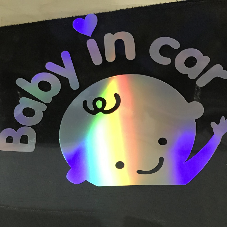 Baby in Car with Reflective Personality Warning Stickers Colorful Laser Stickers on The Car