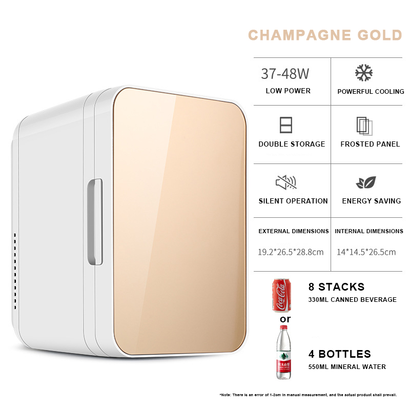 8L Car Refrigerator Vertical Mini Portable Compact Personal Fridge Cooler, 6-10 Liter Capacity Hot And Cold Dual Use For Home,Car