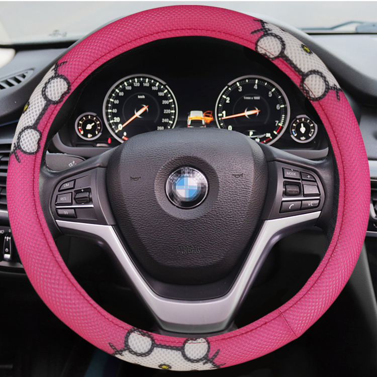 Car Decoration Accessories Honeycomb Ice Silk Cartoon Steering Wheel Cover
