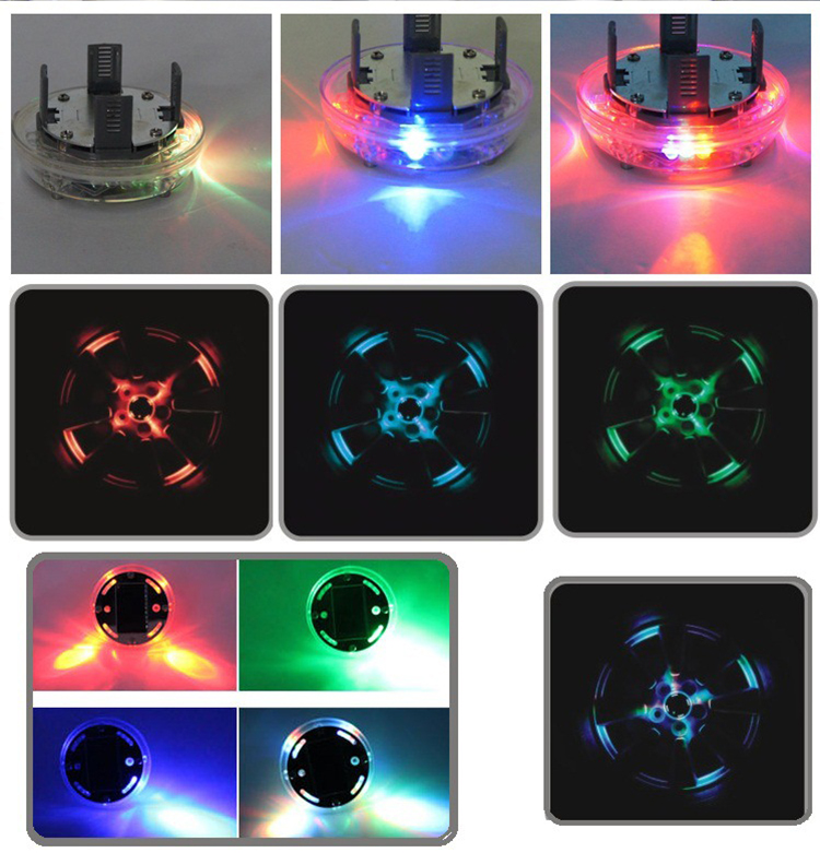 LED Dazzling Wheel Lights Auto Solar Hub Lights Tire Lights Car Decorative Lights Night Vision Hub Lights - 4 Lights