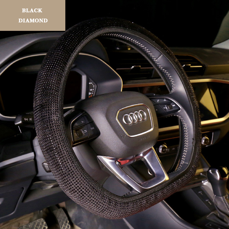 Full Drill Elastic Steering Wheel Cover without Inner Ring Elastic Belt Car Audi Breathable Anti-Slip Steering Wheel Protector for Women ,Party,Birthday Gift