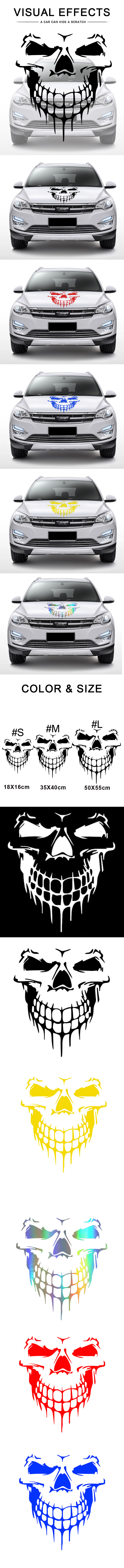 Car Reflective Stickers Skull Head Fuel Tank Cover with Car Body