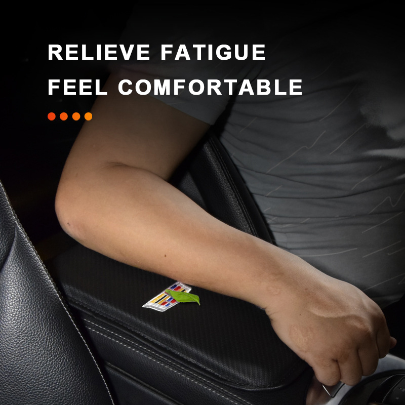 Car Center Console Pad, Universal Waterproof Car Armrest Seat Box Cover, Car Interior Accessories, Carbon Fiber Auto Armrest Cover Protector for Most Vehicle, SUV, Truck, Car (Black)