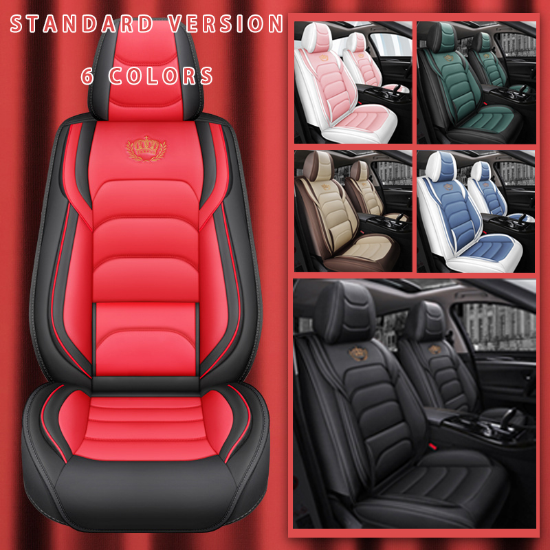 Sport Car Seat Covers Full Set Leather Cushion Protector Universal 5 Seats with 2 Headrest Pillow