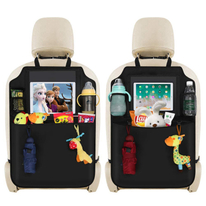 2 Pack Durable 600D Oxford Cloth Collapsible Car Seat Storage Organizer with Transparent Touch Screen for IPad, IPhone And Water Bottle Car Backseat Organizer