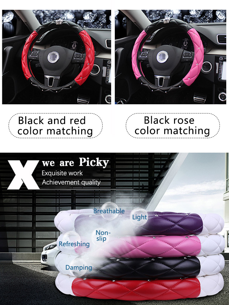 08 Diamond Leather Bling Steering Wheel Cover