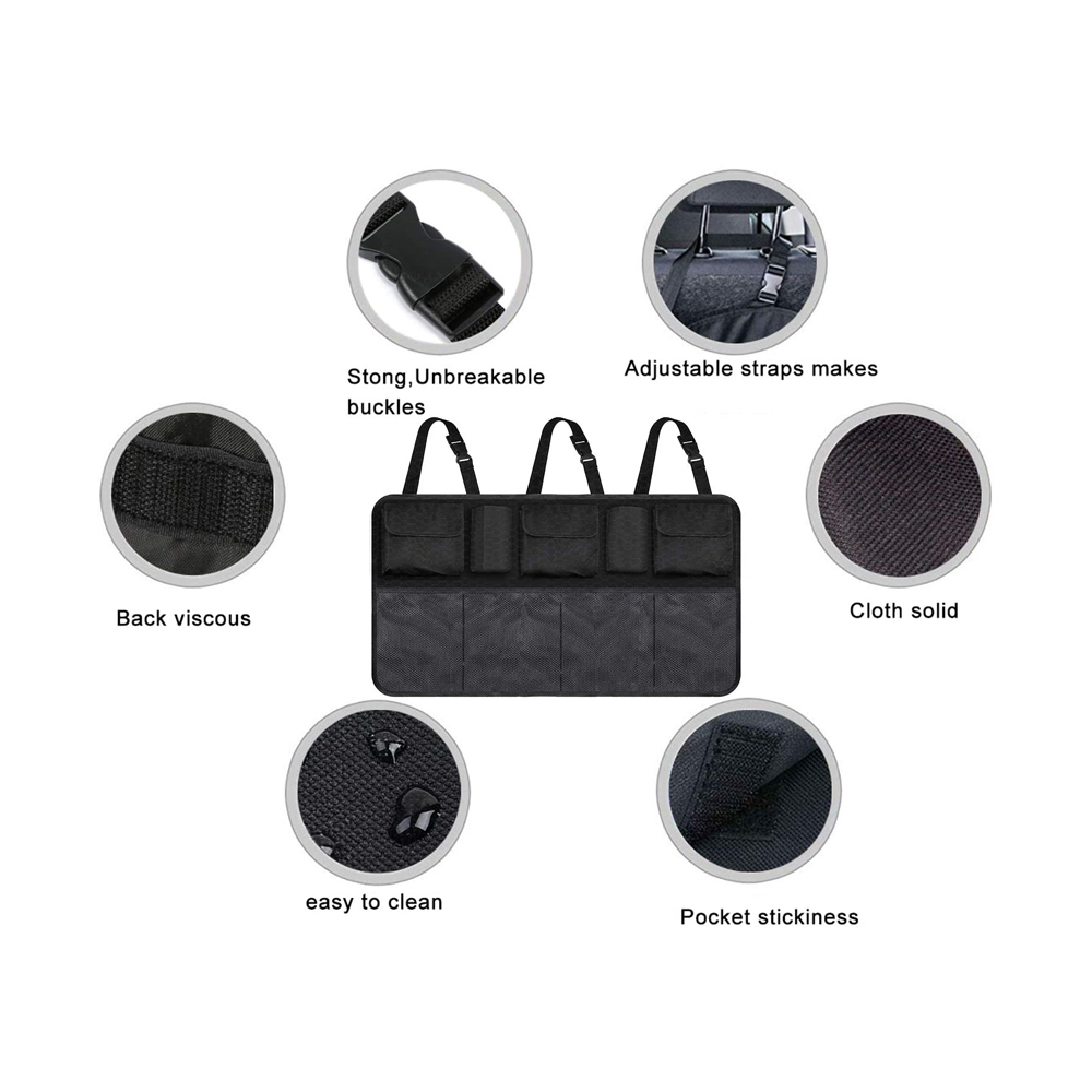 SUV Car Backseat Trunk Organizer Hanging Backseat Storage for Car 600D Oxford Fabric with 9 Pockets Foldable Large Backseat Storage Bag Manufacturer