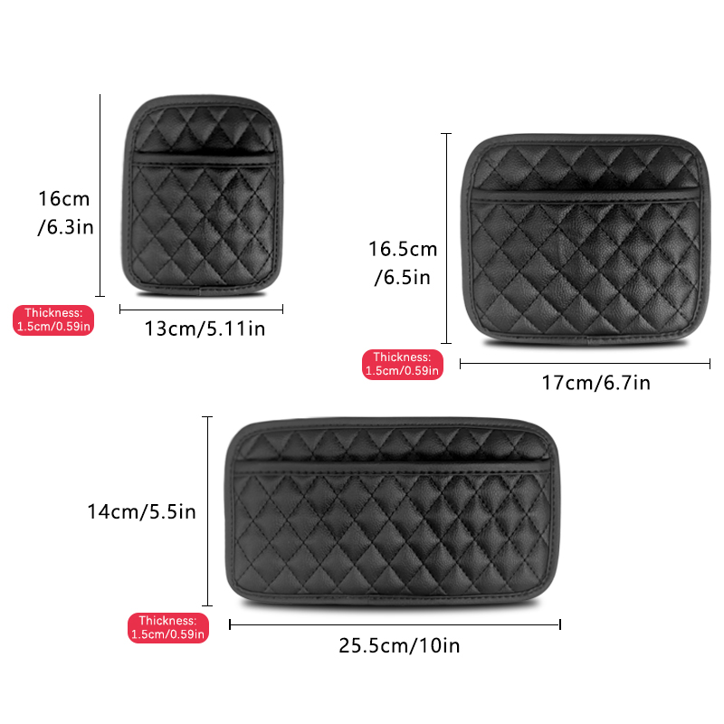  Car Side Pocket Organizer Pouch Cell Phone Sunglass Holder Interior Accessories Organizer for Car Seat Door Console Lychee Leather Car Storage Pocket Storage Bag Mobile Phone