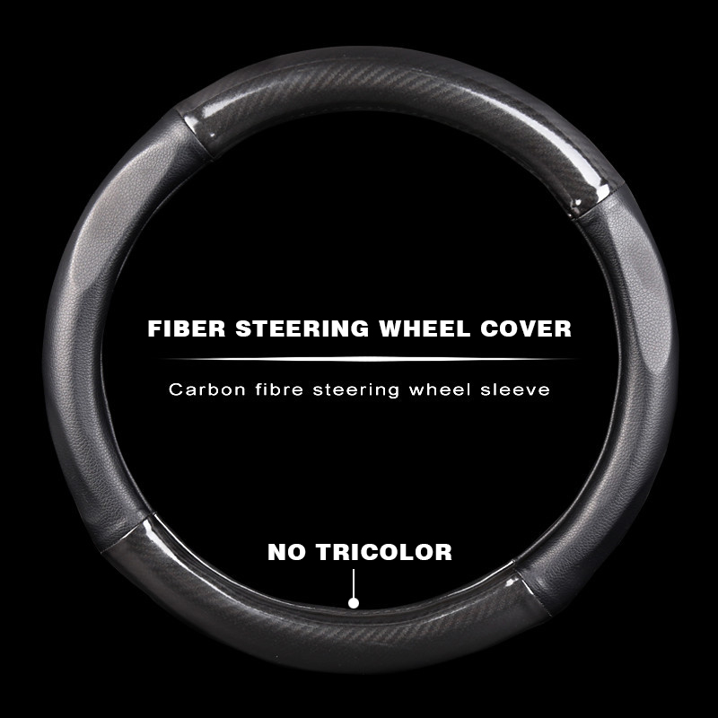 Microfiber Leather Auto Car Medium Steering Wheel Cover 14.5''-15''Black 