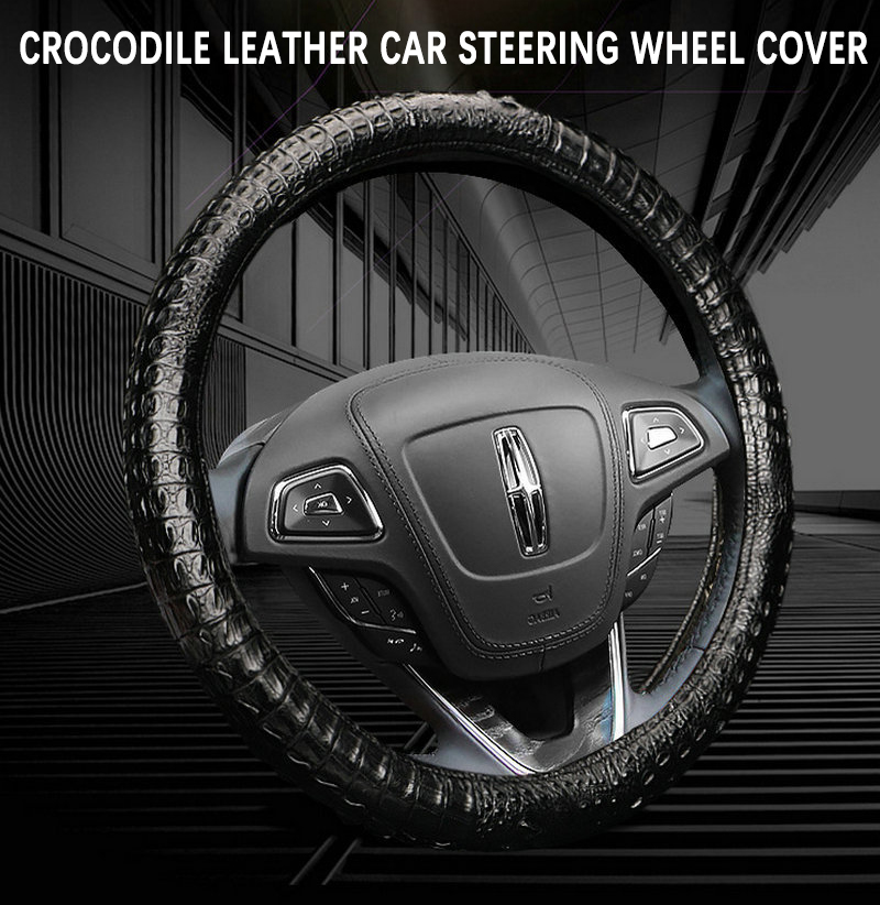 01 Customized Real Crocodile Leather Car Steering Wheel