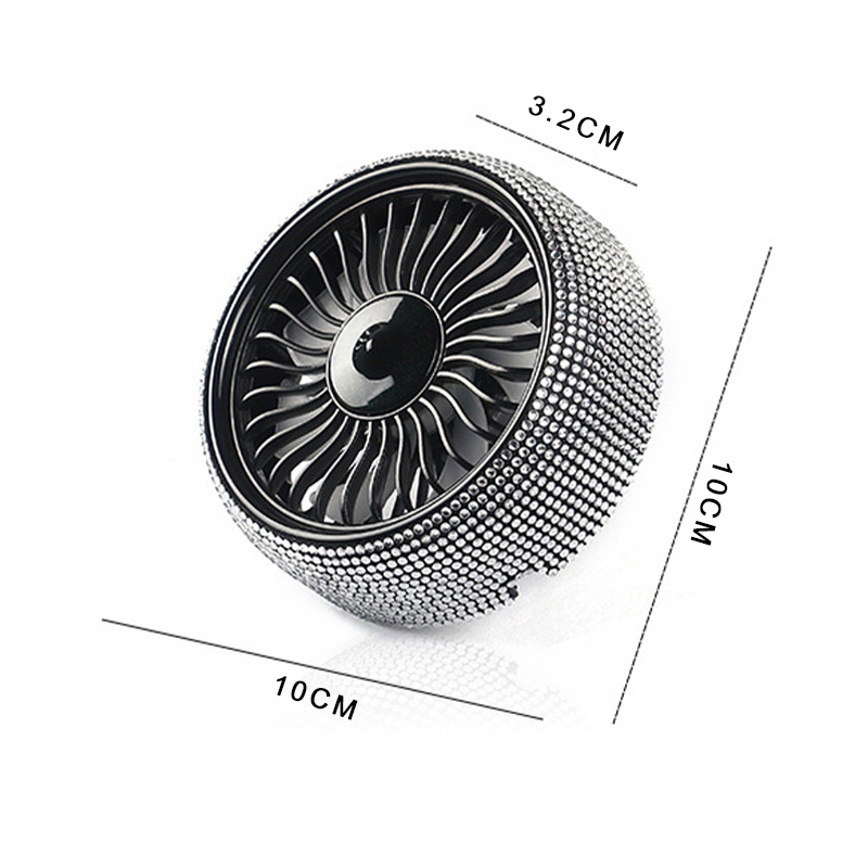Car Diamond Fan For Air Oultet USB Ports Mini Car Cooling Fan With Blingbling Rhinestone 