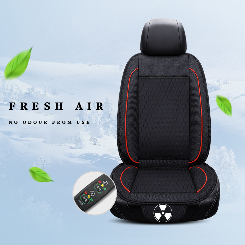 Summer Ice Silk Breathable Leather Car Seat Cover with Fan for Ventilation