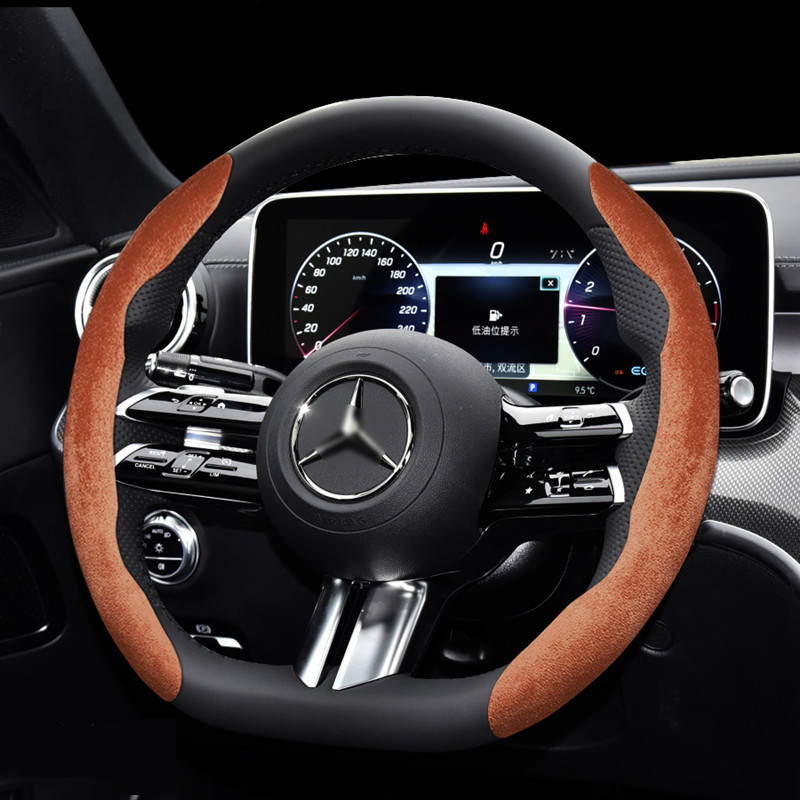 Carbon Fiber Grain Steering Wheel Cover for Men Woman Sporty Wheel Protector Anti Skid Ultra Thin Leather Universal for 15 Inch Car Steering Wheel