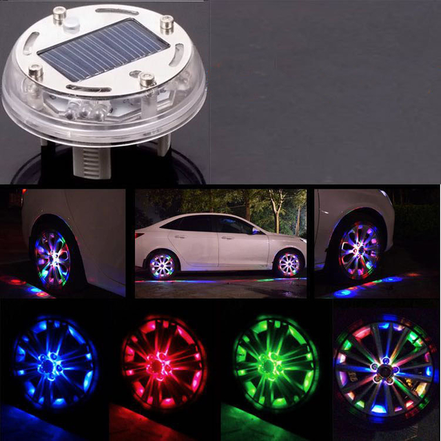 LED Dazzling Wheel Lights Auto Solar Hub Lights Tire Lights Car Decorative Lights Night Vision Hub Lights - 4 Lights