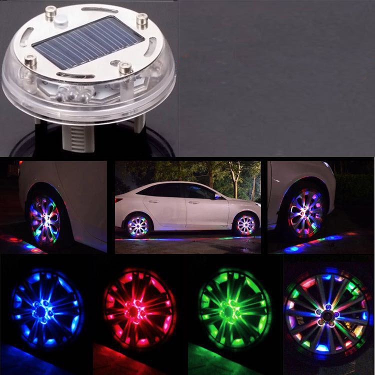 LED Dazzling Wheel Lights Auto Solar Hub Lights Tire Lights Car Decorative Lights Night Vision Hub Lights - 4 Lights