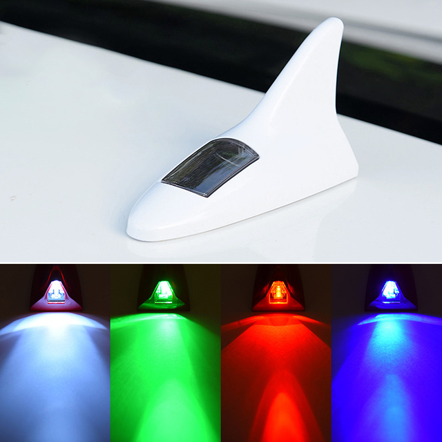Car Decoration Light Solar Shark Fin Antenna Roof Tail Modified Light Anti-rear-end LED Flash 8 Lights
