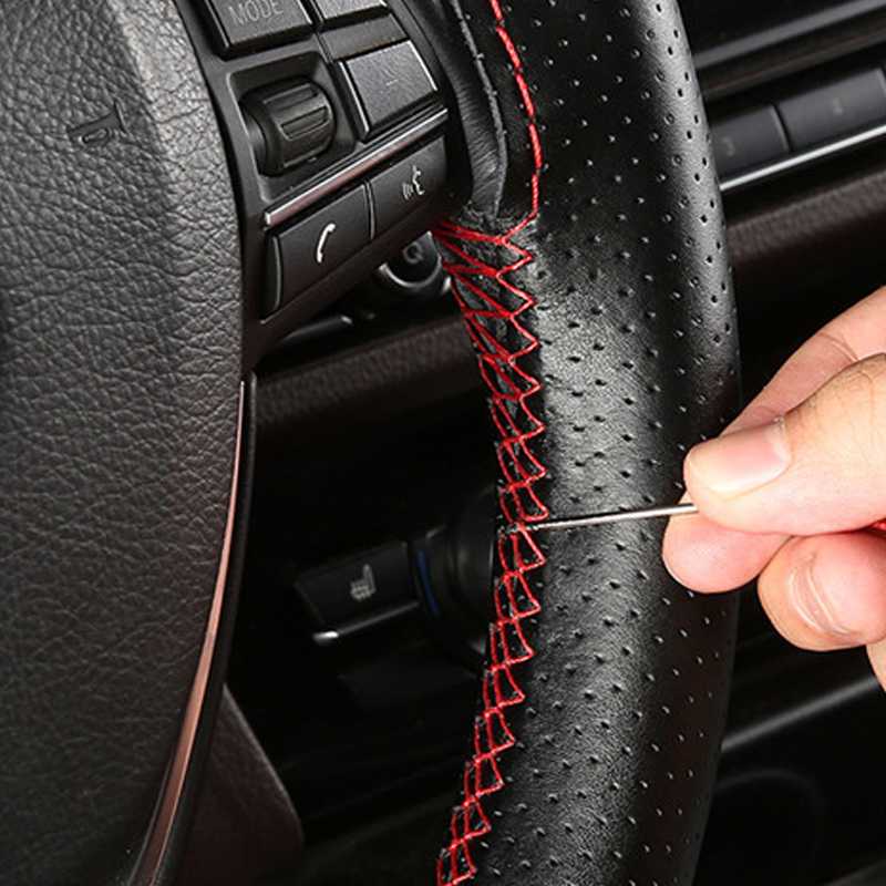Hand Sewing Set Steering Wheel Cover Cowhide Wheel Cover Genuine Leather Car Wheel Protector Car Wheel Protector Universal Fit Car/Auto
