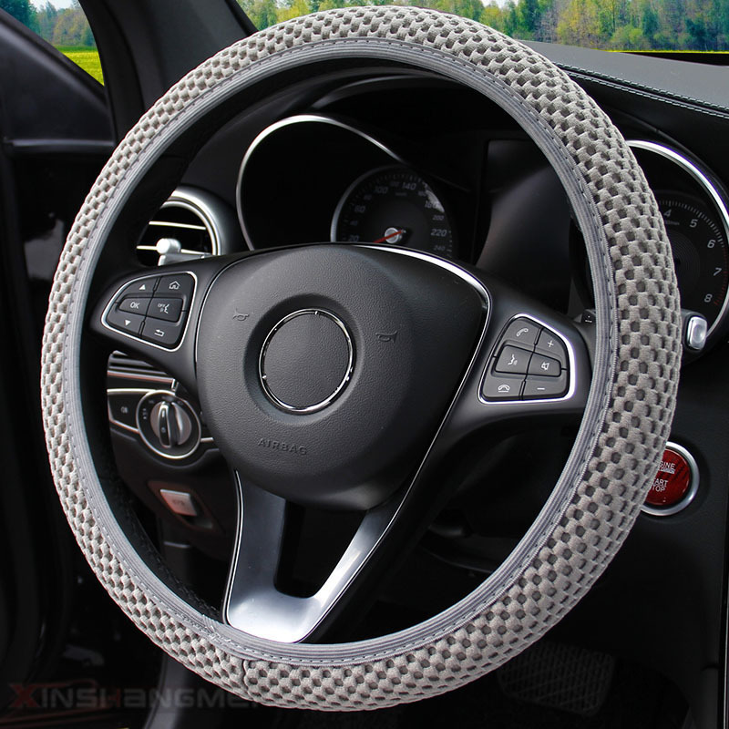 Elastic Stretch Steering Wheel Cover,Warm in Winter And Cool in Summer, Universal 15 Inch, Microfiber Breathable Ice Silk, Anti-Slip, Odorless, Easy Carry,Black