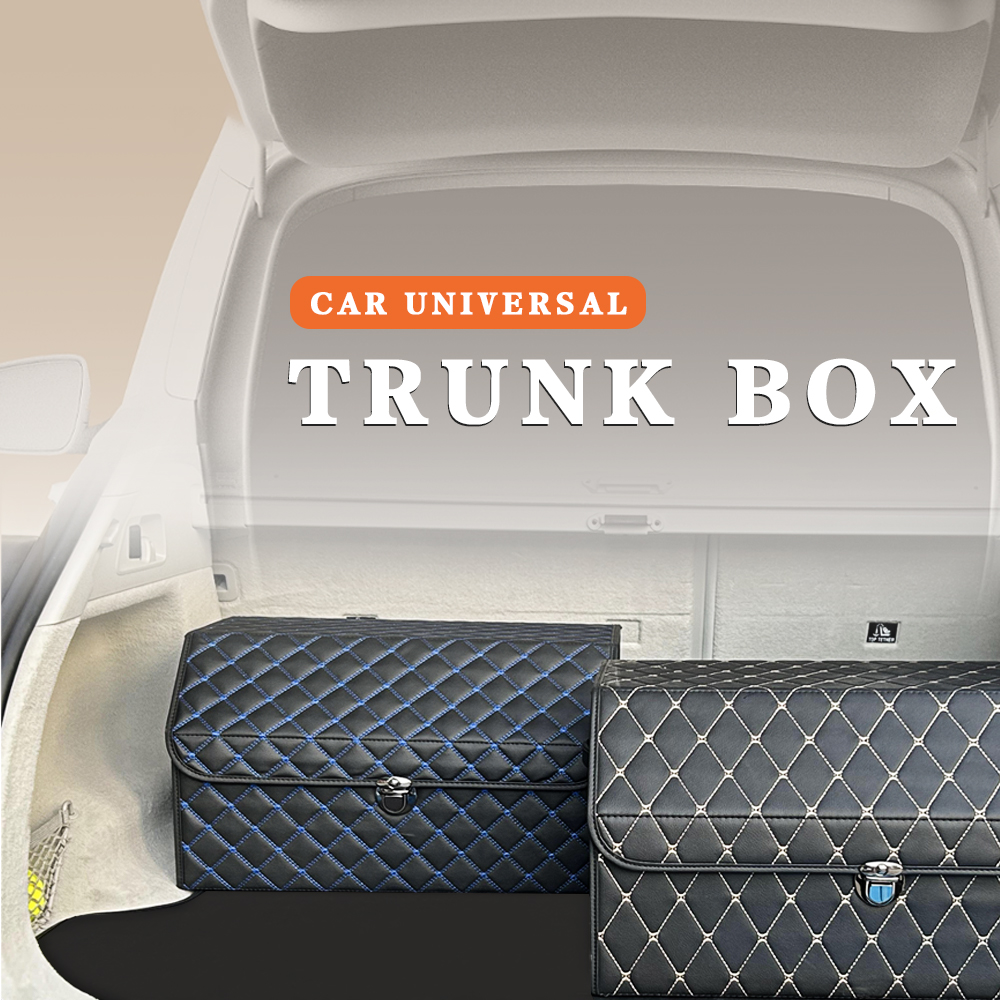 Butterfly And Double Line PVC Leather Car Trunk Organizer Waterproof Portable Universal Car Storage Box 