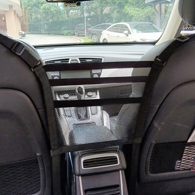  Car Net Pocket Handbag Holder 3 Layer Car Net Pocket Four-Side Elasticity Car Purse Net between Front Seats for Backseat Kids Dogs Or Pets Car Net Barrier