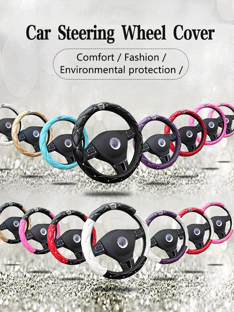 01 Diamond Leather Bling Steering Wheel Cover