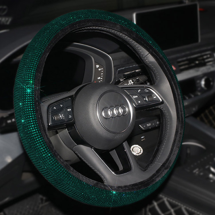 Steering Wheel Cover for Women Men Universal Fit 15 Inch Bling Bling Crystal Diamond Sparkling Car SUV Wheel Protector 