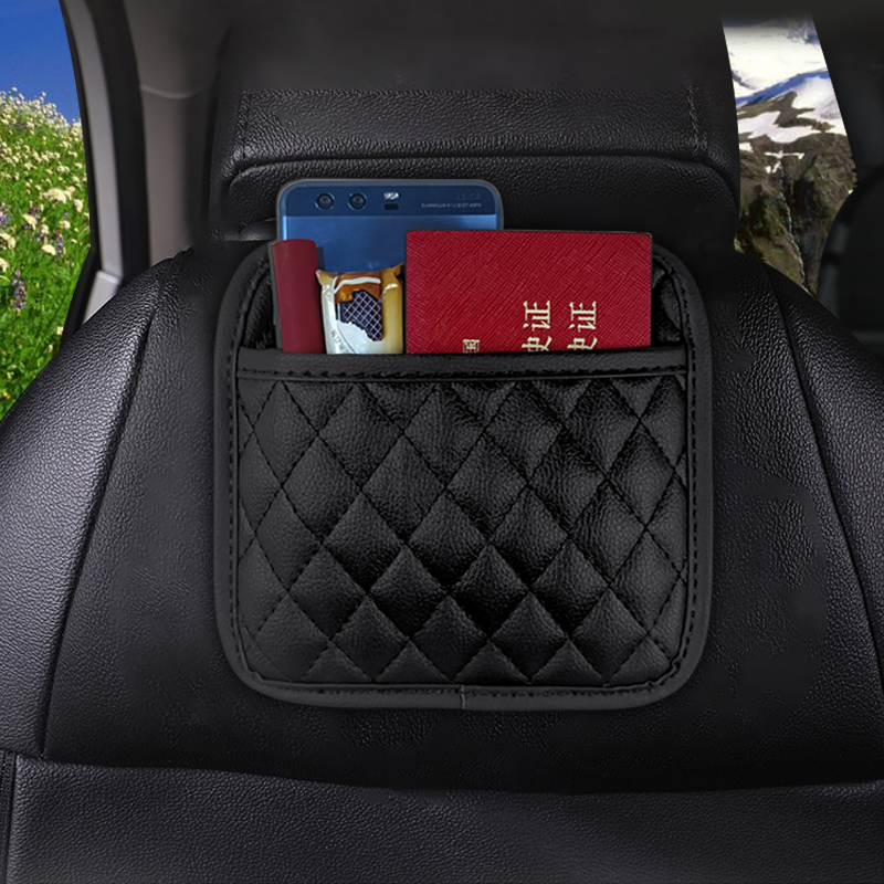 Car Side Pocket Organizer Pouch Cell Phone Sunglass Holder Interior Accessories Organizer for Car Seat Door Console Lychee Leather Car Storage Pocket Storage Bag Mobile Phone