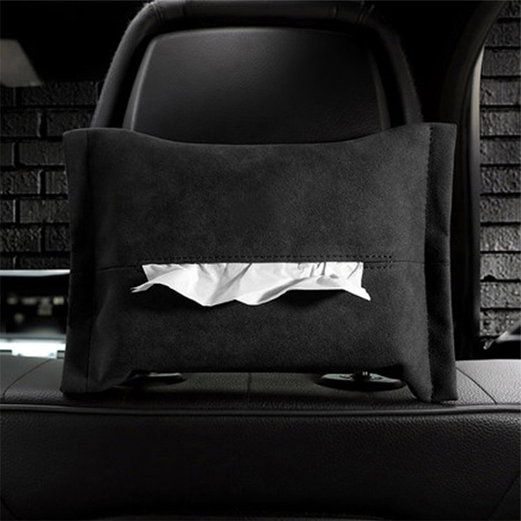 Alcantara Leather Tissue Holder for Car Central Armrest Box for Car Sun Visor for Seat Black Brown Maroon Hanging Quality Car Napkin Holder