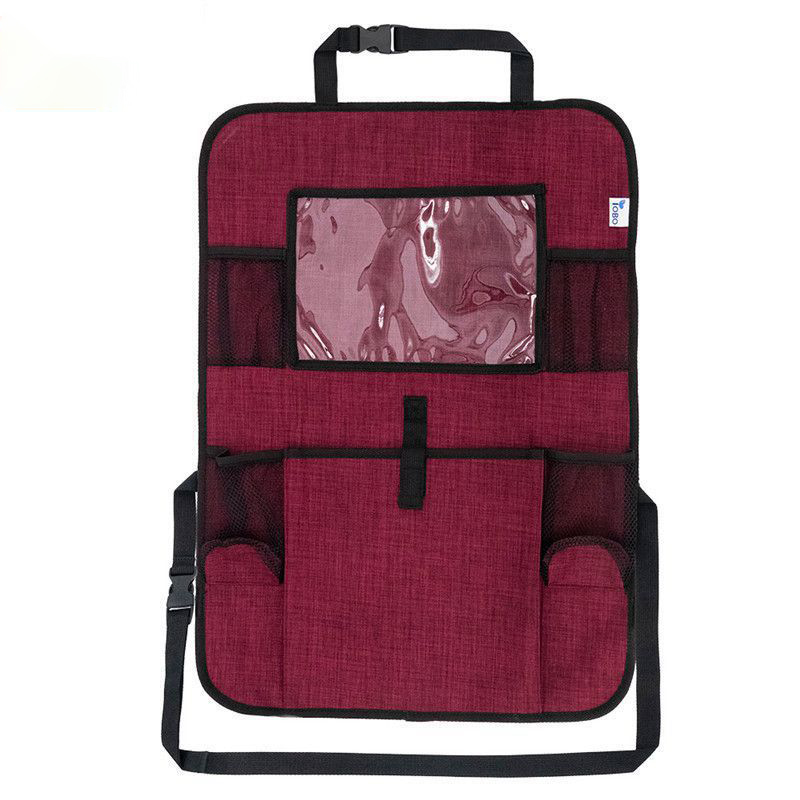 Backseat Car Organizer With Touchable Tablet for iPad Grey 600D Oxford Fabric Storage Hanging Bag Car Backseat Organizer Manufacturer