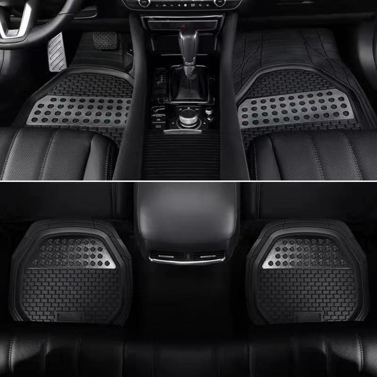 King Kong Sequins Basin Floor Mats Black Universal Fit Thicken Rubber PVC for All Weather Protection Fits Most Cars, SUVs, And Trucks, 4 Piece