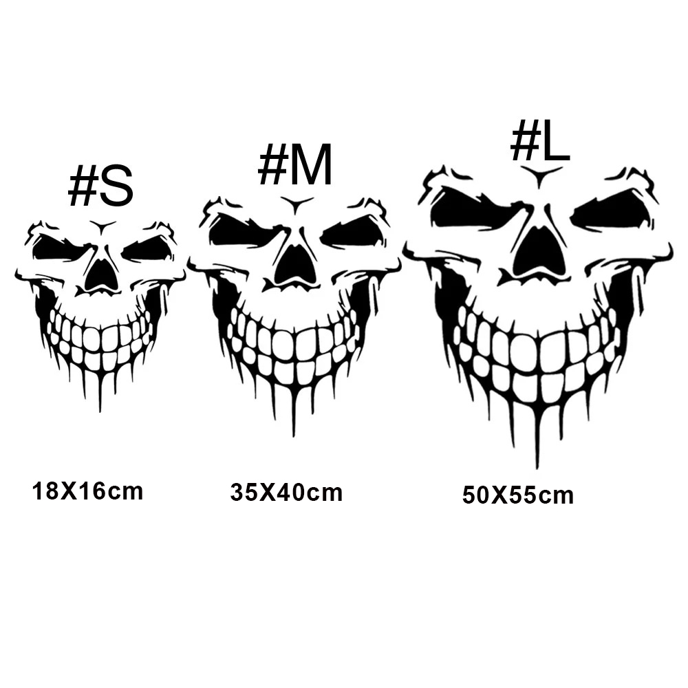 Car Reflective Stickers Skull Head Fuel Tank Cover with Car Body Window Decoration Machine Head Cover with Colorful Laser