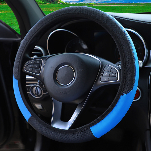 PU Leather Auto Car Steering Wheel Cover Universal Fit 15 Inch Without Inner Ring Elastic Wheel Cover 