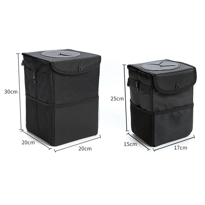 Car Trash Can with Lid And Storage Pockets 100% Leak-Proof Car Organizer Waterproof Car Garbage Can Multipurpose Trash Bin for Car