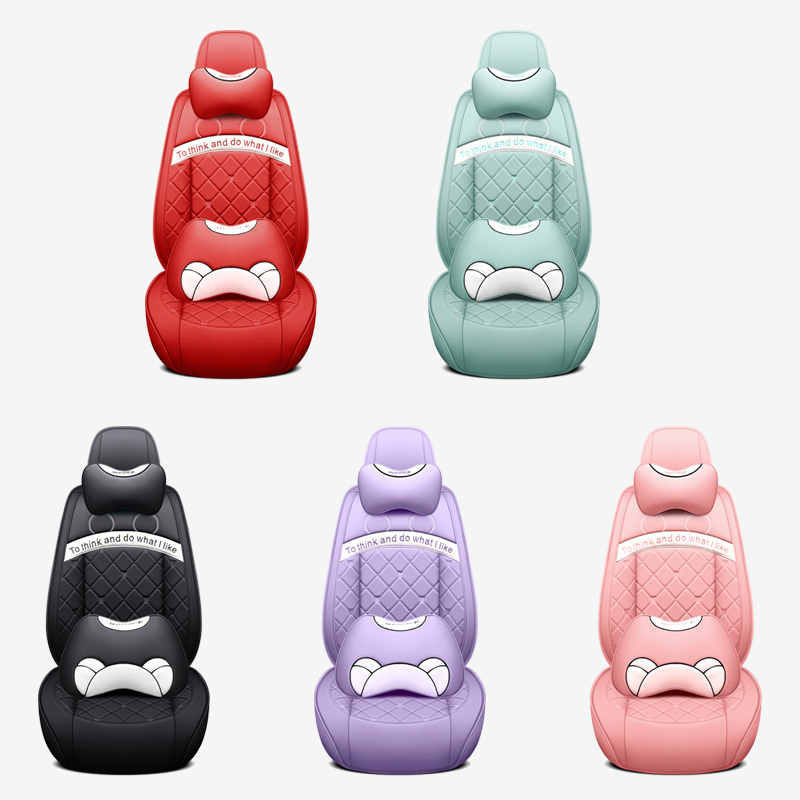 Leather Universal 5 Seats Full Protection Car Seat Covers with 2 Headrest Pillow 2 Lumbar Pillow