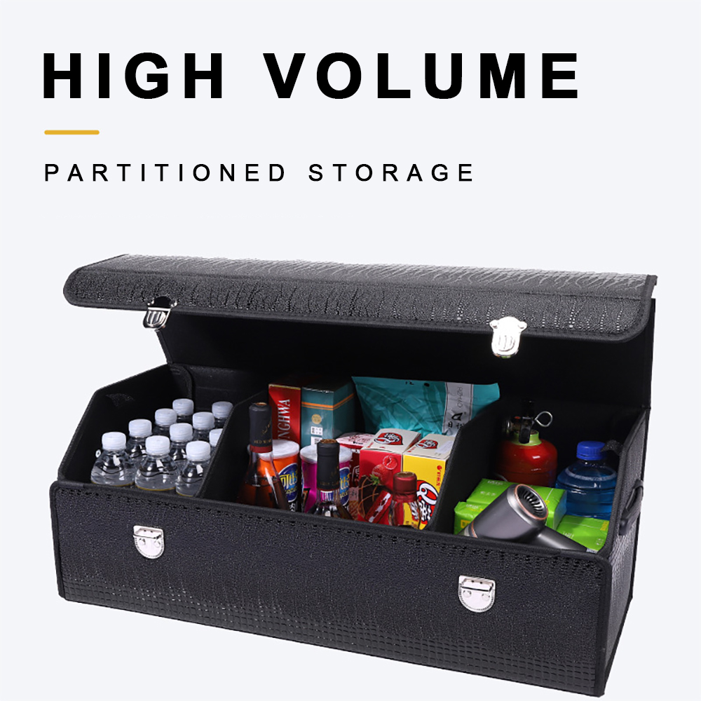 High-Quality Crocodile Texture PU Napa Leather Storage Box With Mental Lock Box Multifunctional And Durable Car Storage Box