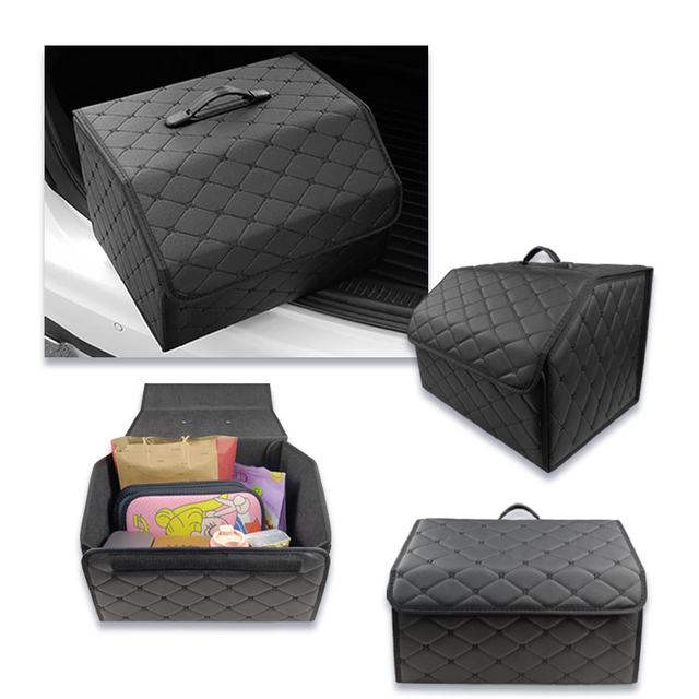 Diamond Embroidery PU Leather Car Storage Box Paperboard Trunk Organiser Multi-Functional Organizer Box