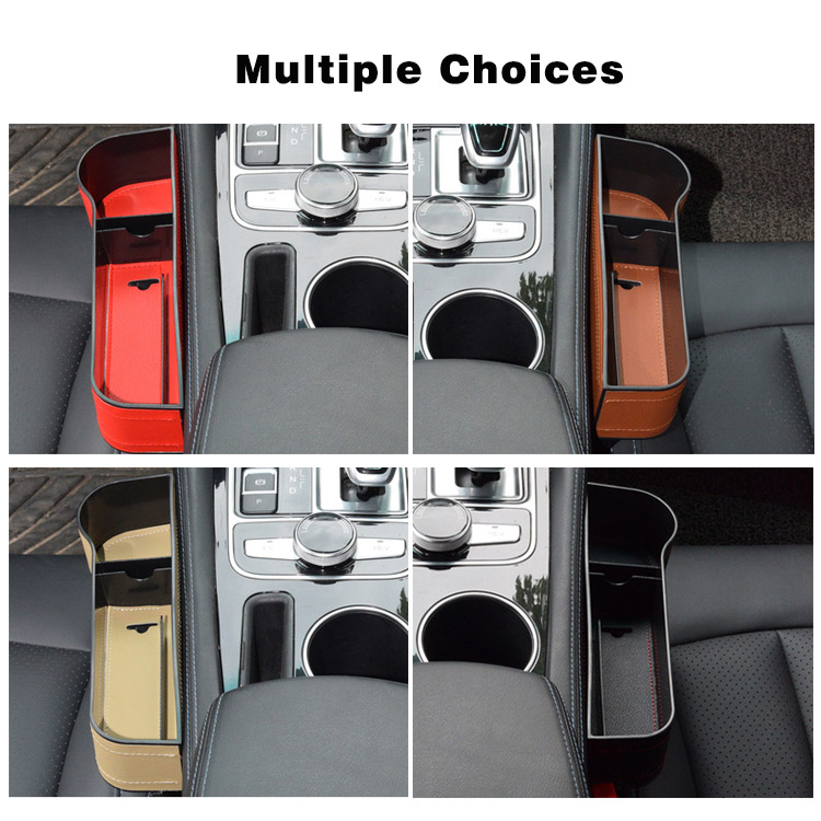 Car Seat Gap Filler Organizer with Hole for Charging Auto Console Side Storage Box with Cup Holders Front Seat Phone Sunglasses Holder Multifunctional Car Seat Organizer