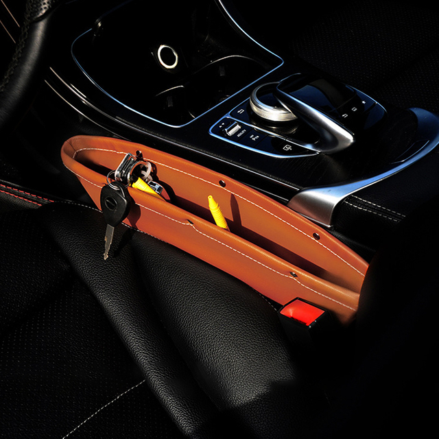 Car Seat Gap Filler Premium PU Full Leather Seat Console Organizer Car Pocket Organizer Car Interior Accessories Car Seat Side Drop Caddy Catcher
