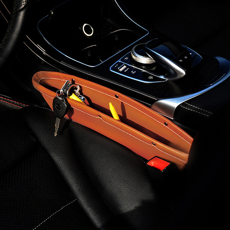 Car Seat Gap Filler Premium PU Full Leather Seat Console Organizer Car Pocket Organizer Car Interior Accessories Car Seat Side Drop Caddy Catcher