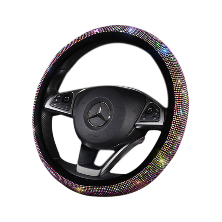 Steering Wheel Cover for Women Men Universal Fit 15 Inch Bling Bling Crystal Diamond Sparkling Car SUV Wheel Protector 