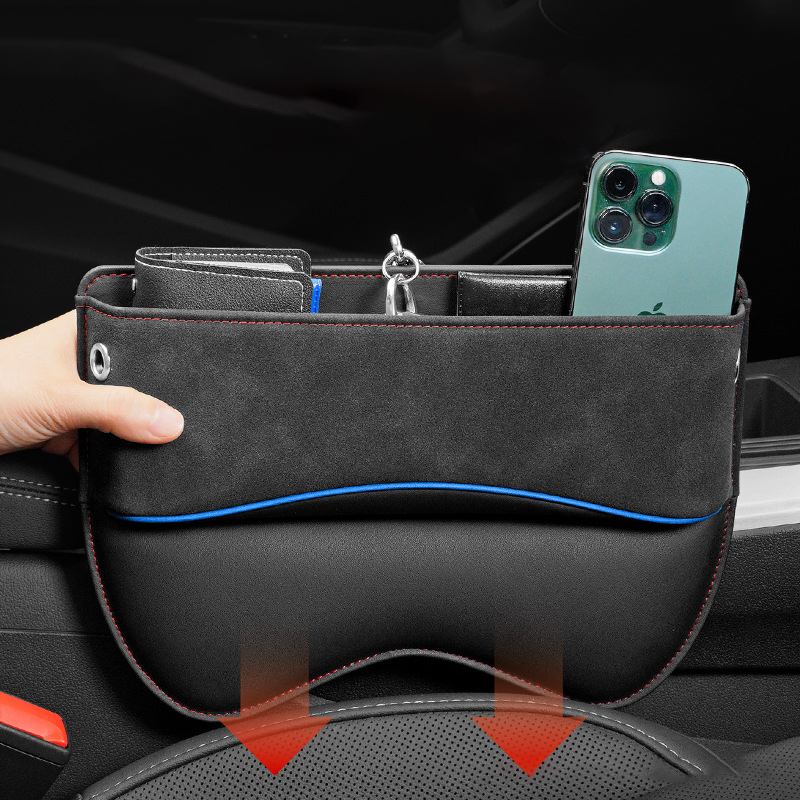 Alcantara+Leather Car Seat Gap Storage Box Car Seat Pocket Gap Filler Font Row Car Seat Gap Organizer Adjustable Car Console Side Seat Filler Fit For Phone, Card, Glasses, Key