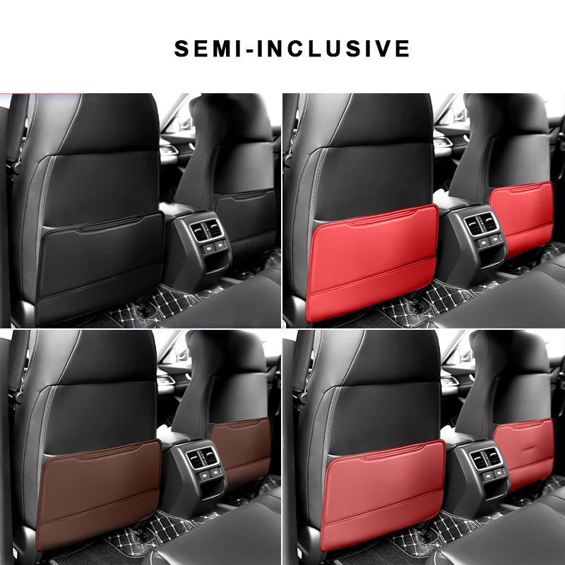 Leather Car Seat Anti-Kick Mat For Universal Waterproof Back Seat Protector Mat Customized Logo Printing Rear Seat Storage Bag 