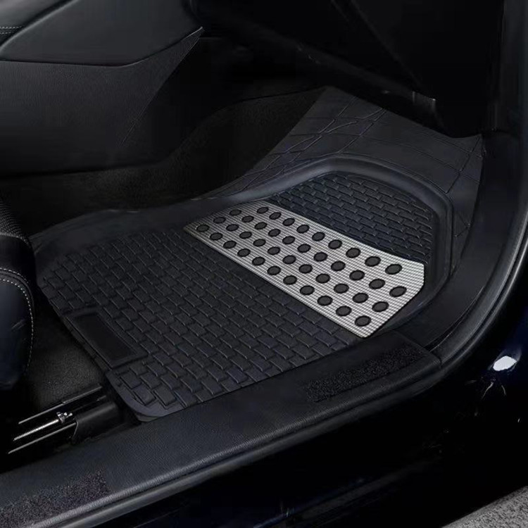 King Kong Sequins Basin Floor Mats Black Universal Fit Thicken Rubber PVC for All Weather Protection Fits Most Cars, SUVs, And Trucks, 4 Piece