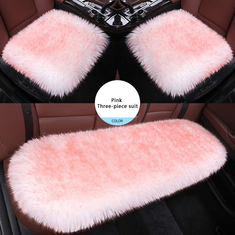  Seat Covers Full Set,2PC Front Car Seat Pad + 1PC Rear Car Seat Cover Winter Backless Plush Seat Cushion New Short Hair Car Cushion Single Piece Wool Cushion Five Pieces