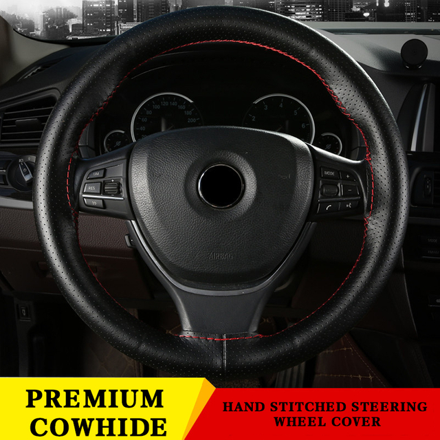 Hand Sewing Set Steering Wheel Cover Cowhide Wheel Cover Genuine Leather Car Wheel Protector Car Wheel Protector Universal Fit Car/Auto