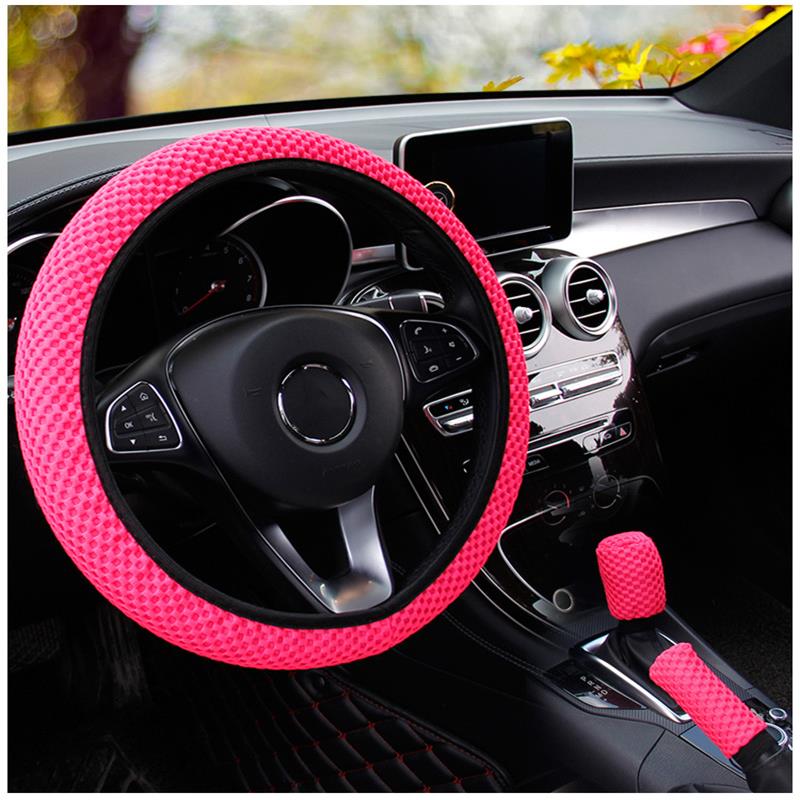Elastic Stretch Steering Wheel Cover,Warm in Winter And Cool in Summer, Universal 15 Inch, Microfiber Breathable Ice Silk, Anti-Slip, Odorless, Easy Carry,Black