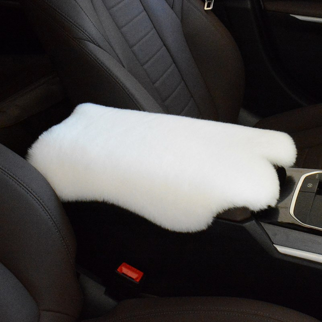 Rabbit Plush Armrest Cover Auto Center Armrest Cover Car Soft Console Pad Fur Car Armrest Pad Cover for Most Car Box Decoration Protector