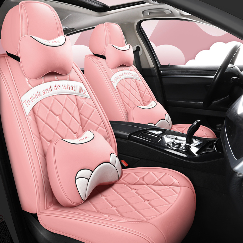 Leather Universal 5 Seats Full Protection Car Seat Covers with 2 Headrest Pillow 2 Lumbar Pillow