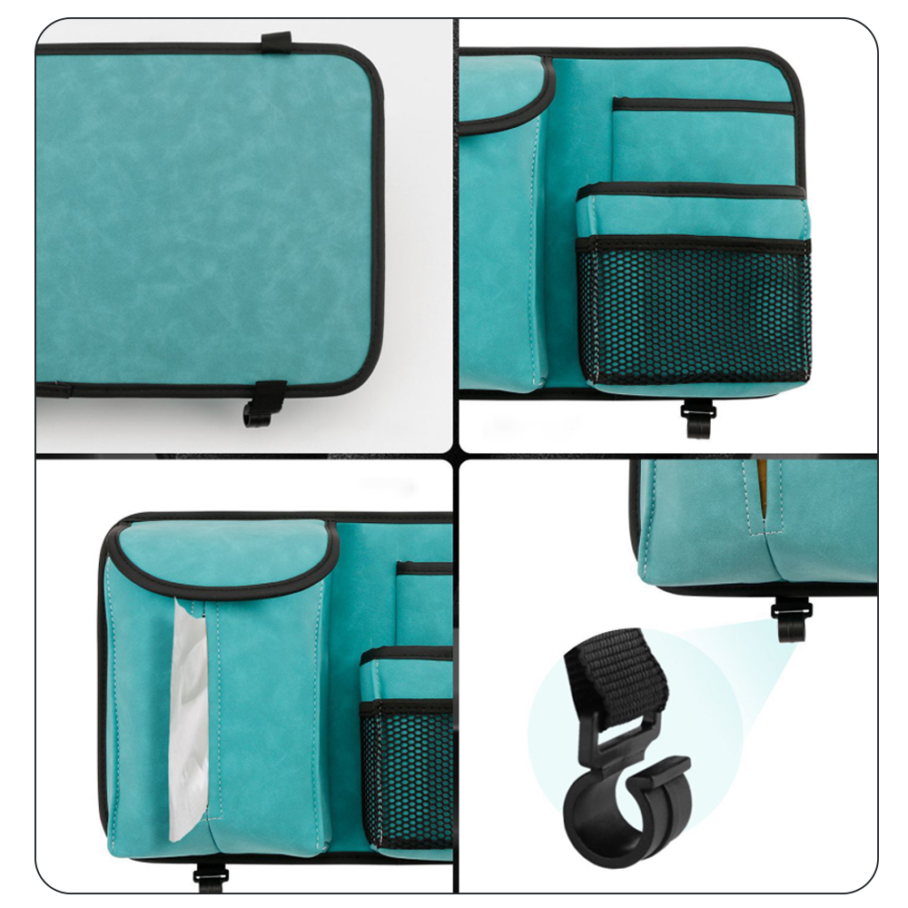 Alcantara Fabric Car Seat Back Storage Bag with Hook Car Tissue Box Truck Seat Organizer